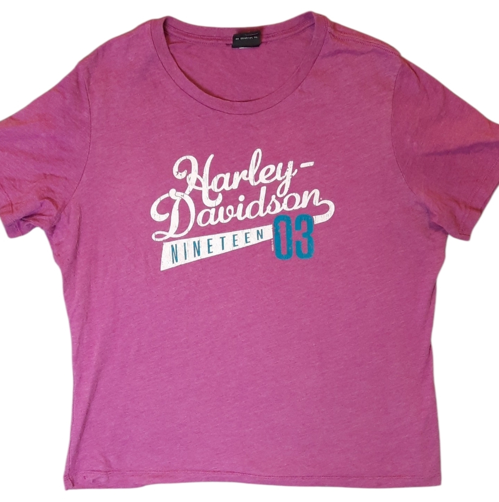 Harley-Davidson Womans Shirt Large Pink Graphic Motorcycle Outdoor